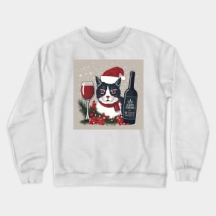 AI Created Christmas Design- A Cat and her bottle Crewneck Sweatshirt